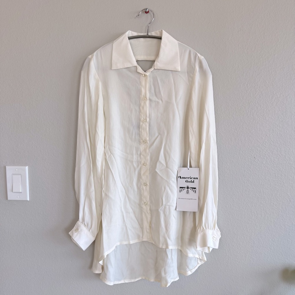 Urban Outfitters UO MRKT American Gold Backless Long-Sleeved Blouse (Ivory)